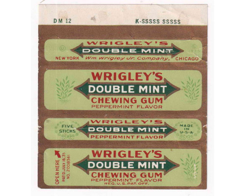 Wrigley's DOUBLEMINT США 1937-38