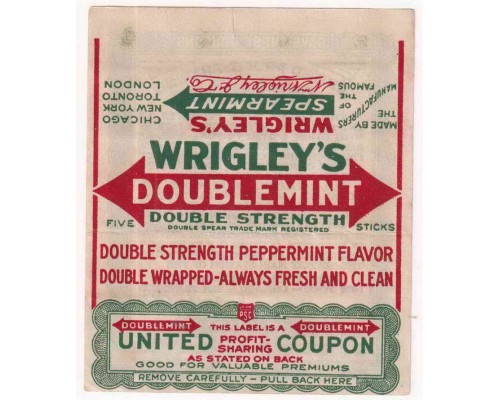 Wrigley's DOUBLEMINT США 1915-1919 годы