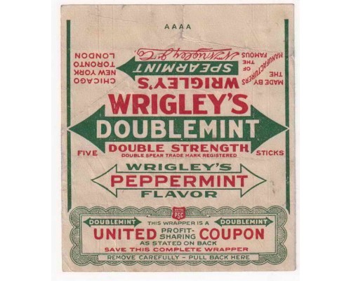 Wrigley's DOUBLEMINT США 1915-1919 годы