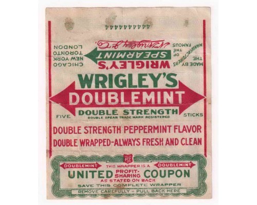 Wrigley's DOUBLEMINT США 1915-1919 годы