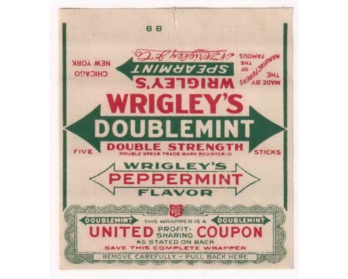 Wrigley's DOUBLEMINT США 1919-1922 годы