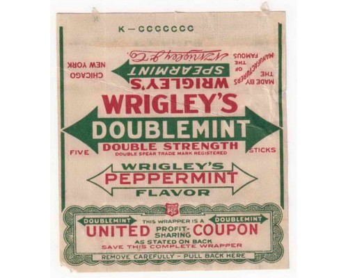 Wrigley's DOUBLEMINT США 1919-1922 годы