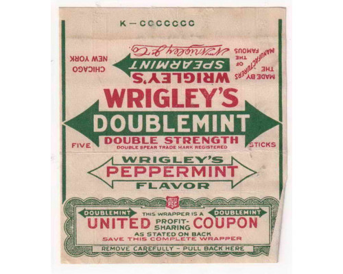 Wrigley's DOUBLEMINT США 1919-1922 годы