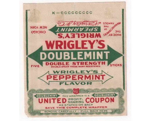 Wrigley's DOUBLEMINT США 1919-1922 годы