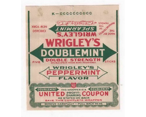 Wrigley's DOUBLEMINT США 1919-1922 годы