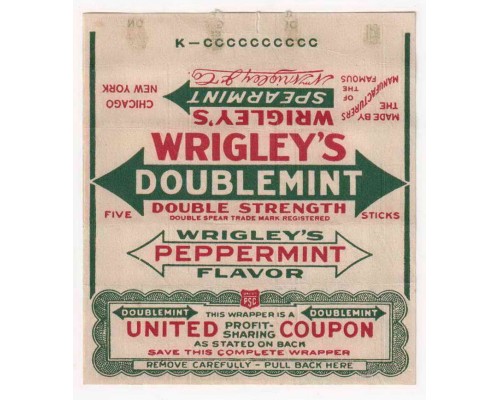 Wrigley's DOUBLEMINT США 1919-1922 годы