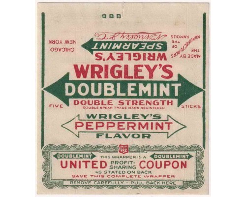 Wrigley's DOUBLEMINT США 1919-1922 годы