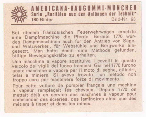 Americana Kaugummi «Редкая и старинная техника» 1968